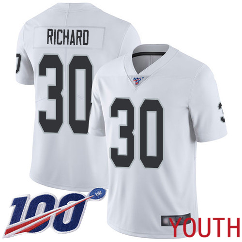 Oakland Raiders Limited White Youth Jalen Richard Road Jersey NFL Football 30 100th Season Vapor Jersey